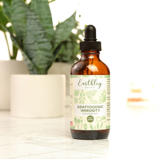 Adaptogenic Immunity by Earthley is a combination of 5 (certified organic) herbs that may help support a healthy immune system, may help improve the body's ability to cope with daily stressors, and may help nourish you to help promote total body wellness! This is an alcohol-free, botanical liquid that's highly bioavailable and easy to assimilate.
