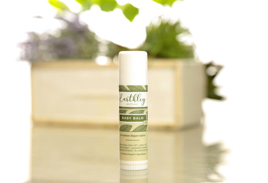 Earthley created this Baby Balm Herbal Salve for your little one who has a minor diaper rash. There are so many thick, white creams out there whose only job is to provide a barrier when your baby has a rash. Those creams may keep your baby’s bottom from getting worse, but they don’t help it get better! Our natural diaper salve protects while promoting skin health!