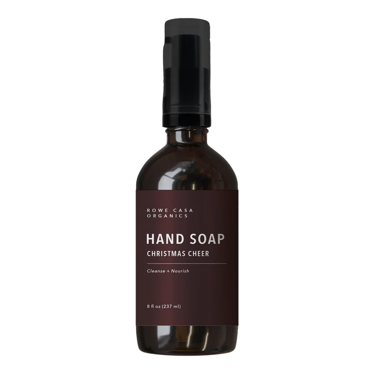 Frequent handwashing shouldn’t come with trade-offs like dry, irritated skin. Rowe Casa's Christmas Cheer Hand Soap has the perfect foam and is crafted to cleanse gently and effectively—without synthetic fragrances or harsh ingredients. Made with plant-based Castile soap, moisturizing oils, and a warm essential oil blend, this seasonal favorite brings tidings of comfort and joy to every sink.