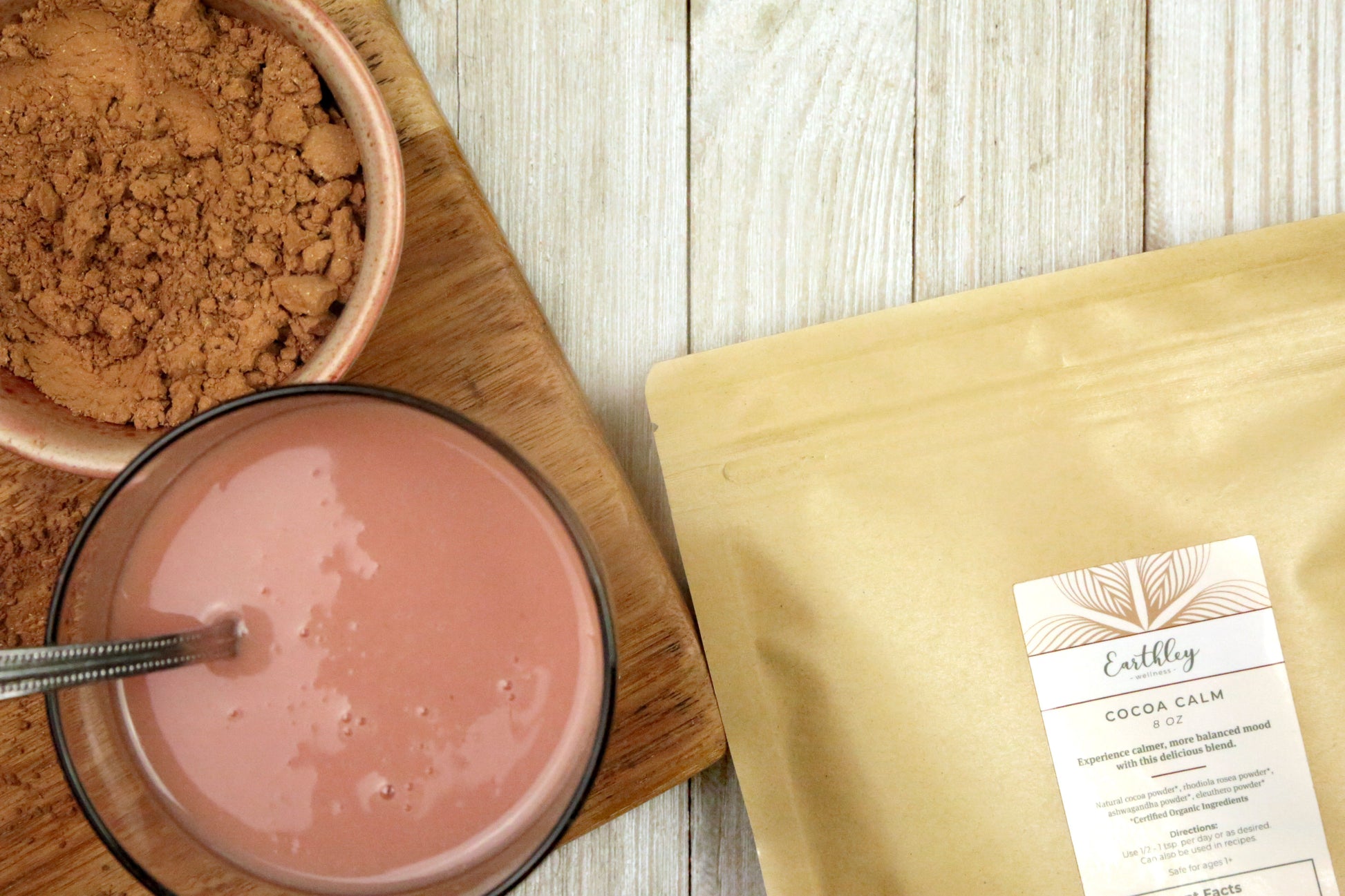 This Cocoa Calm - 8oz by Earthley may help promote total body wellness, may help support gut health, and may help improve the body's ability to cope with daily stressors! We combine all-natural, non-alkalized, antioxidant-rich cocoa powder with three key adaptogens (ashwagandha root, schisandra berry, and eleuthero root) to provide you with a powerful, yet gentle supplement.