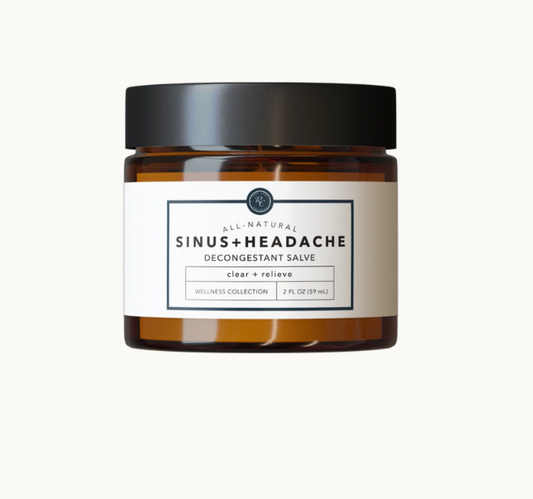This Sinus + Headache Decongestant Salve | 2 Oz by Rowe Casa is a great go-to for relieving headaches or sinus chest congestion. Peppermint and Eucalyptus essential oils, along with menthol work together to open your airways and bring quick relief to nagging head pain.