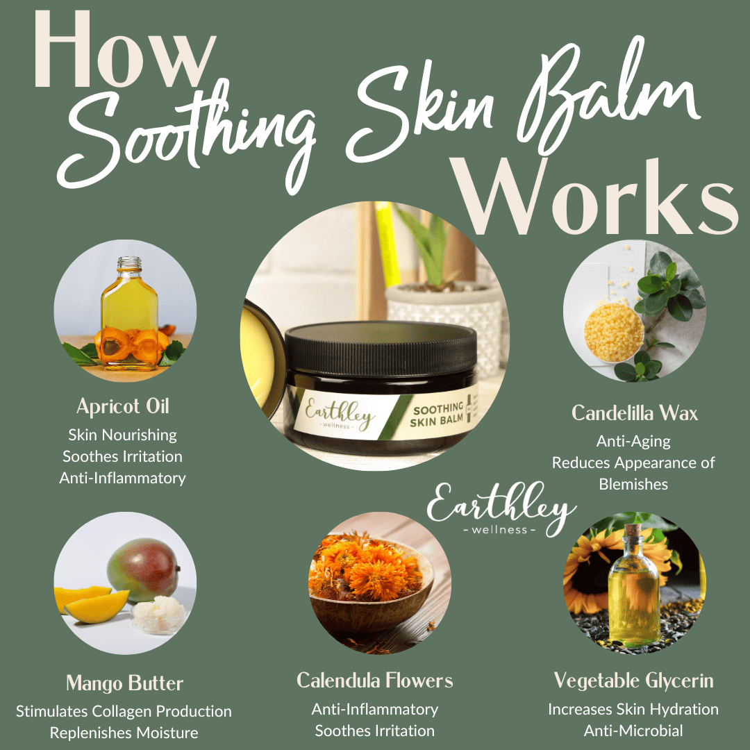 This Soothing Skin Balm - 4oz by Earthley provides relief for parched skin, itchy rashes, and more. This formula contains five simple ingredients that are naturally nourishing to the skin.