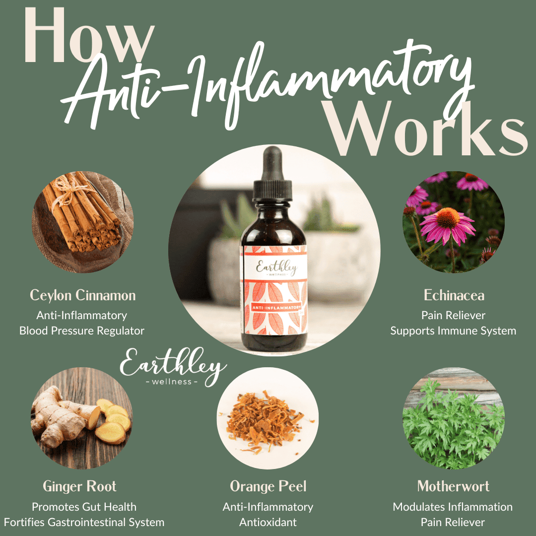 This Anti-Inflammatory - 2oz by Earthley is a wellness tincture that you can take daily to soothe inflammation so you can see improvement in your body. Lower inflammation levels can help support healthier gut and immune system function. This all-natural tincture can cool the inflammation in your body so you can start feeling better!