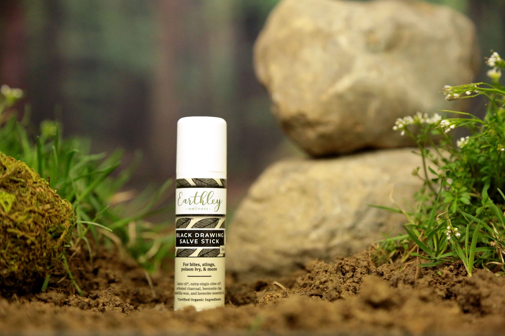 This Black Drawing Salve - Stick by Earthley is perfect for bites, stings, rashes, and splinters are all common woes while spending time outdoors. They created Black Drawing Salve to provide quick, natural relief! This salve stick helps to detox the skin.