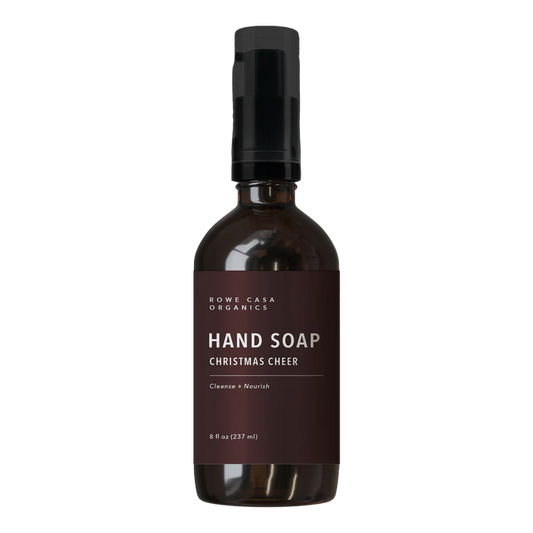 Frequent handwashing shouldn’t come with trade-offs like dry, irritated skin. Rowe Casa's Christmas Cheer Hand Soap has the perfect foam and is crafted to cleanse gently and effectively—without synthetic fragrances or harsh ingredients. Made with plant-based Castile soap, moisturizing oils, and a warm essential oil blend, this seasonal favorite brings tidings of comfort and joy to every sink.