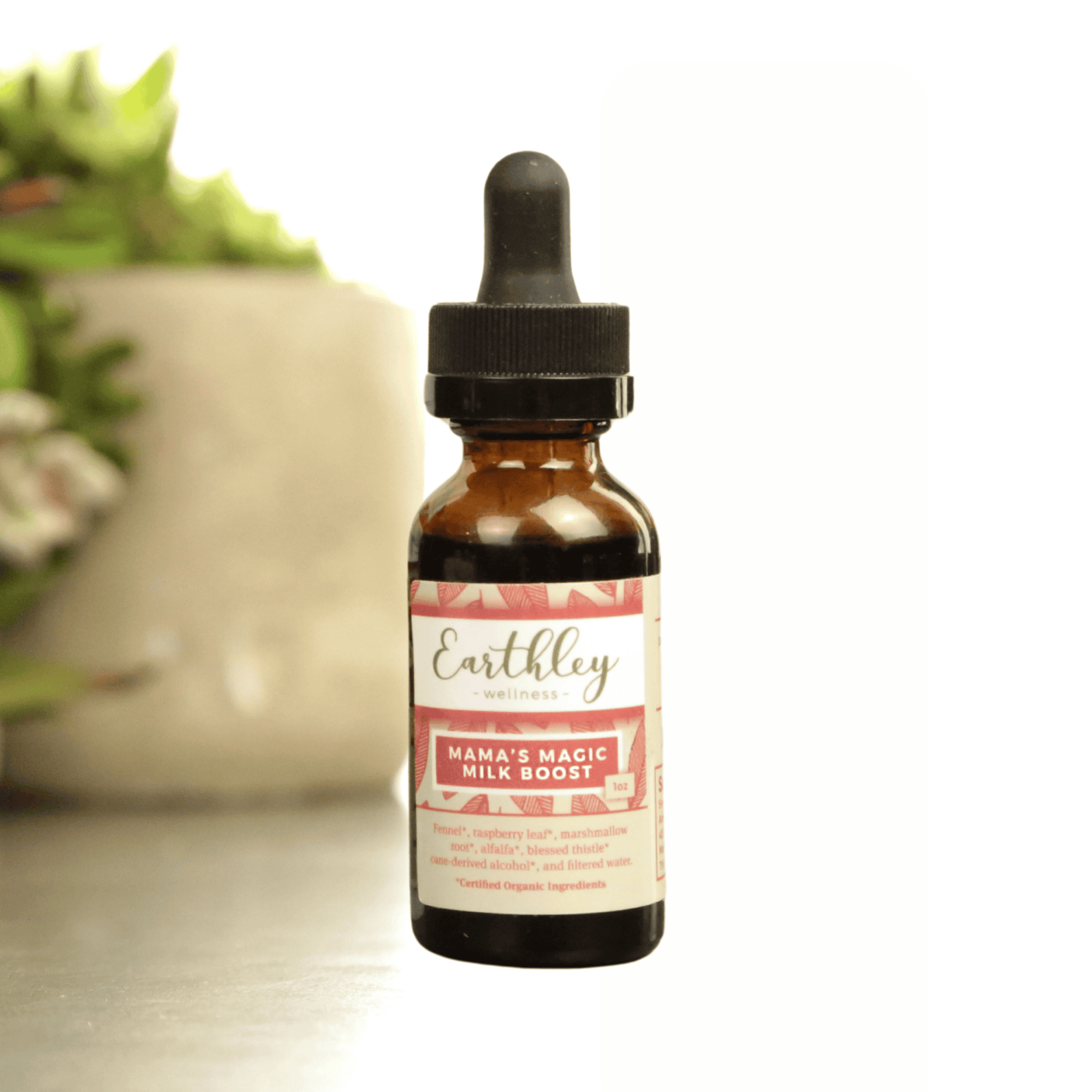 This Mama's Magic Milk Boost - 2oz by Earthley was created to provide an all-natural solution for increasing milk supply. Signs you may need Mama's Magic Milk Boost:

Struggling to maintain milk supply
Decrease in milk supply as baby gets older
Supporting milk supply while pumping