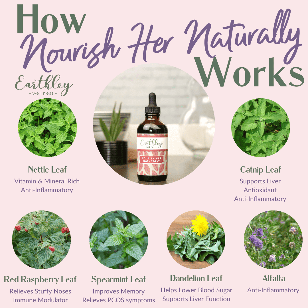 Women need specific nourishment from their vitamins. We formulated an herbal multivitamin with the everyday woman in mind. This Nourish Her Naturally - 2oz by Earthley is designed to fortify, improve, and nurture the female body.