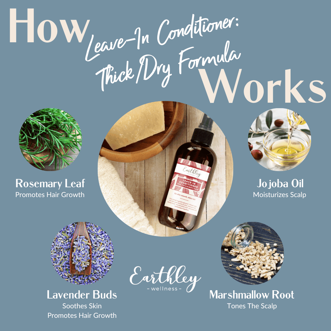 This Leave In Conditioner - Thick 8oz by Earthley is an all-natural solution that softens the hair and tones the scalp to promote hair and scalp health, as well as hair growth! It works to help keep hair shiny and manageable without being greasy or heavy.
