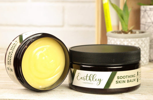This Soothing Skin Balm - 4oz by Earthley provides relief for parched skin, itchy rashes, and more. This formula contains five simple ingredients that are naturally nourishing to the skin.