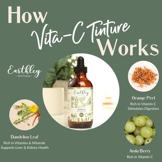 This Vita-C - 2oz by Eartherly is made by extracting whole herbs with organic vegetable glycerin. This preserves the naturally occurring nutrients. Vita-C is a liquid botanical extract that is bioavailable and easy to use. It is alcohol-free and safe for ages 6 months+!